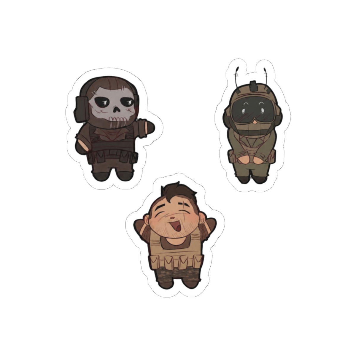 Cute Ghost Roach Soap COD Stickers | Adorable Call of Duty Vinyl Decals